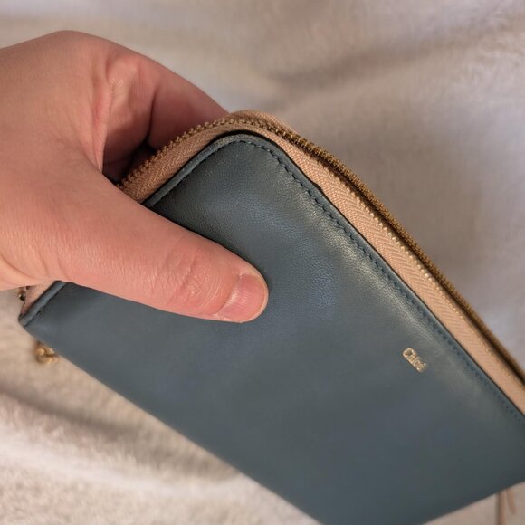Authentic Chloe Two Toned Blue Continental Wallet with Chain Hook - Picture 4 of 15